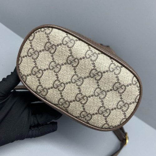 Gucci Mini Ophidia Bucket Bag GG Supreme Monogram Beige Ebony Brown