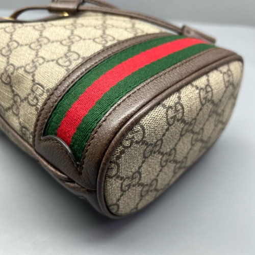 Gucci Mini Ophidia Bucket Bag GG Supreme Monogram Beige Ebony Brown