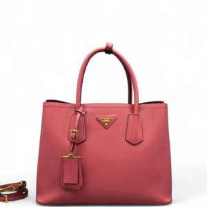 Prada Medium Double Bag Saffiano Calfskin Fuchsia