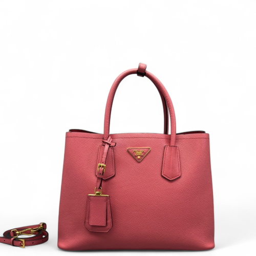 Prada Medium Double Bag Saffiano Calfskin Fuchsia