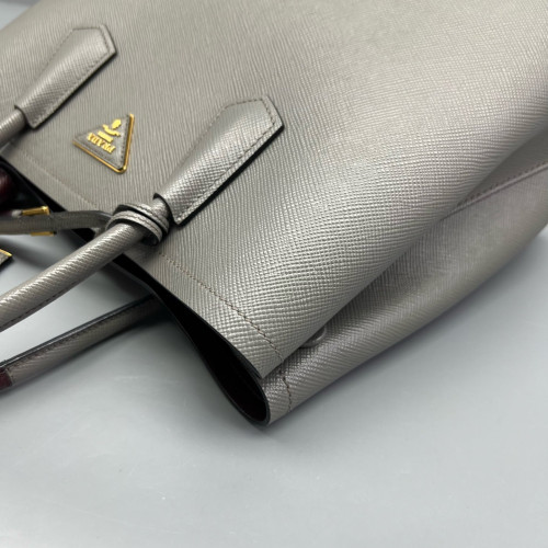 Prada Medium Double Bag Saffiano Calfskin Grey Ecru