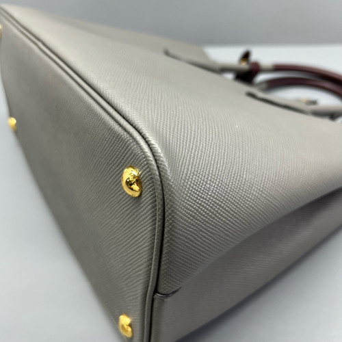 Prada Medium Double Bag Saffiano Calfskin Grey Ecru