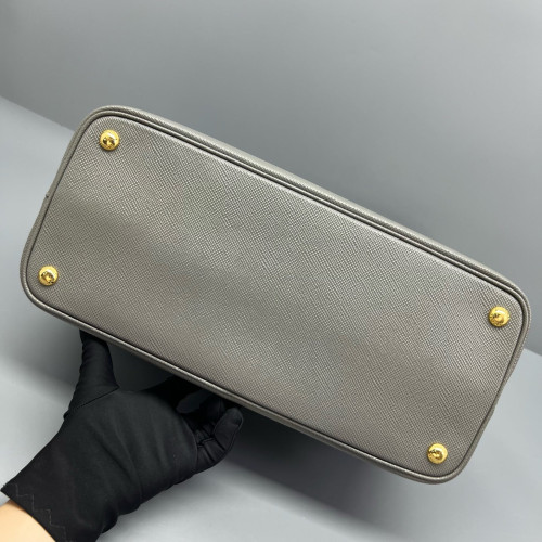 Prada Medium Double Bag Saffiano Calfskin Grey Ecru