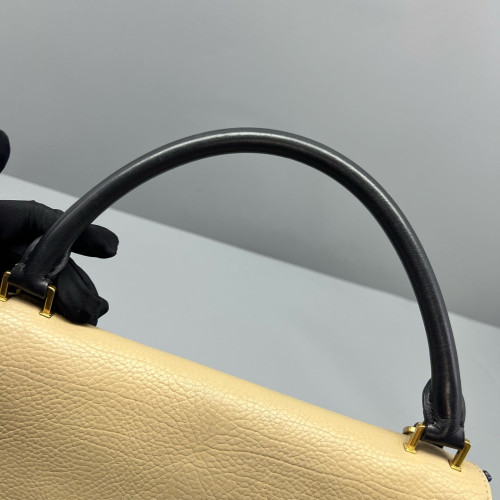 Celine Medium Trapeze Calfskin Suede Black Beige Blue