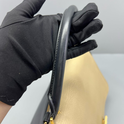 Celine Medium Trapeze Calfskin Suede Black Beige Blue