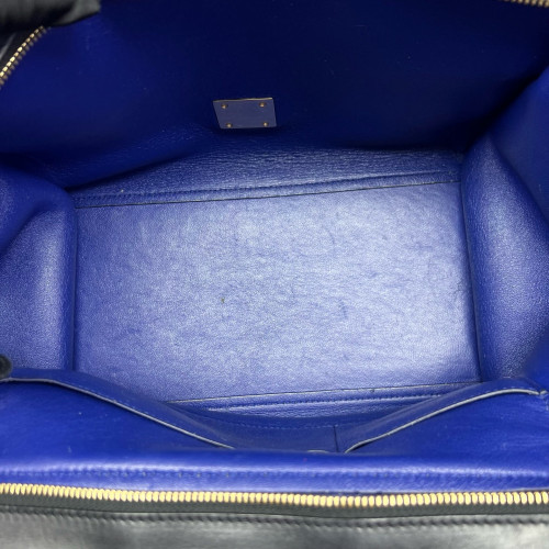 Celine Medium Trapeze Calfskin Suede Black Beige Blue
