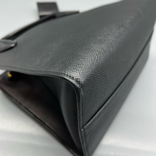 Prada Small Monochrome Tote Vitello Phenix Saffiano Calfskin Black