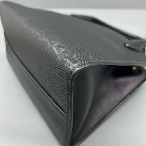 Prada Small Monochrome Tote Vitello Phenix Saffiano Calfskin Black