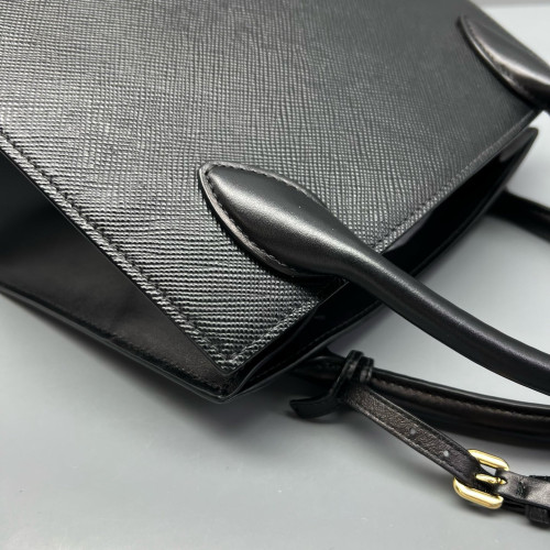 Prada Small Monochrome Tote Vitello Phenix Saffiano Calfskin Black