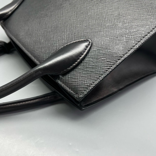 Prada Small Monochrome Tote Vitello Phenix Saffiano Calfskin Black