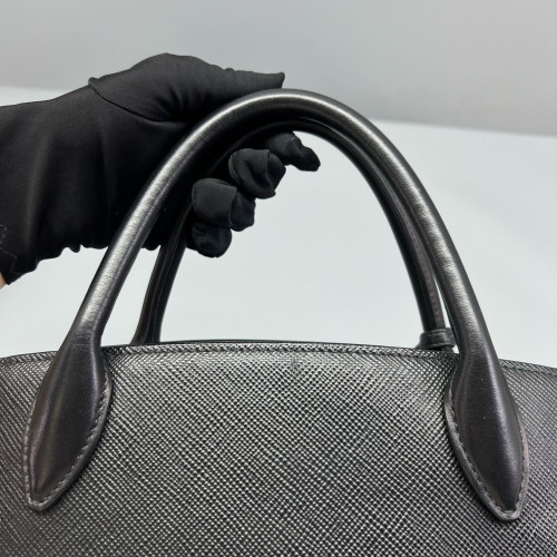 Prada Small Monochrome Tote Vitello Phenix Saffiano Calfskin Black