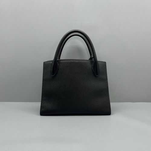 Prada Small Monochrome Tote Vitello Phenix Saffiano Calfskin Black
