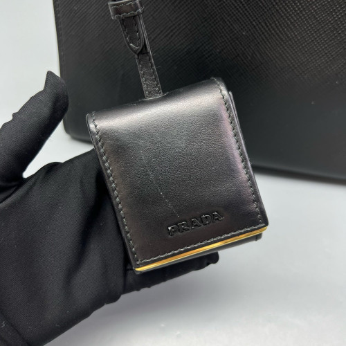 Prada Small Monochrome Tote Vitello Phenix Saffiano Calfskin Black