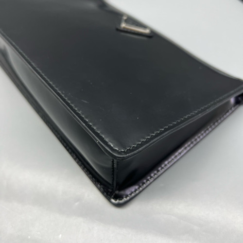 Prada Shoulder Bag Glazed Calfskin Black