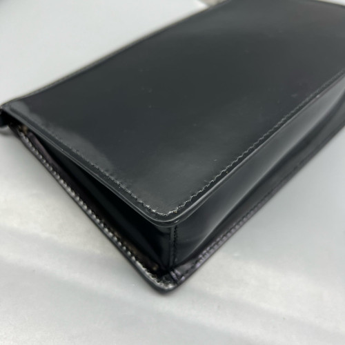 Prada Shoulder Bag Glazed Calfskin Black