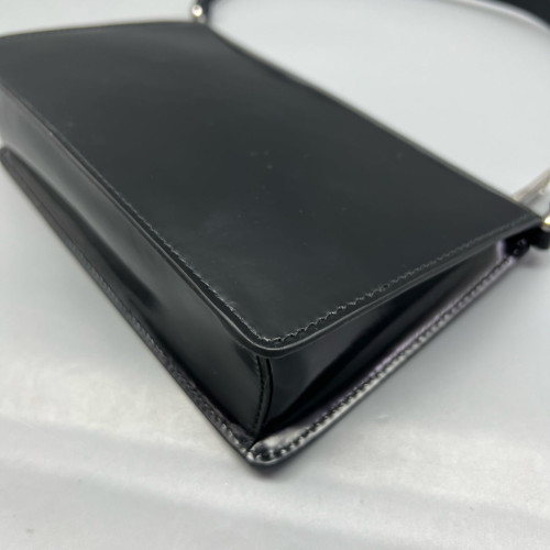 Prada Shoulder Bag Glazed Calfskin Black
