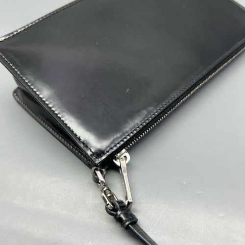 Prada Shoulder Bag Glazed Calfskin Black