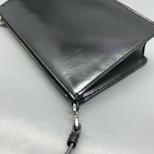 Prada Shoulder Bag Glazed Calfskin Black