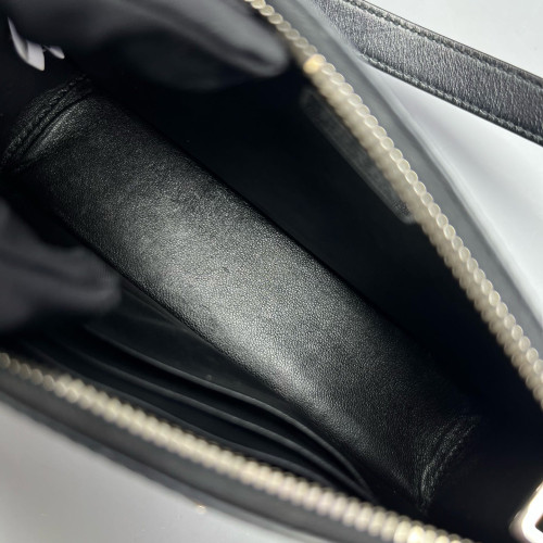 Prada Shoulder Bag Glazed Calfskin Black