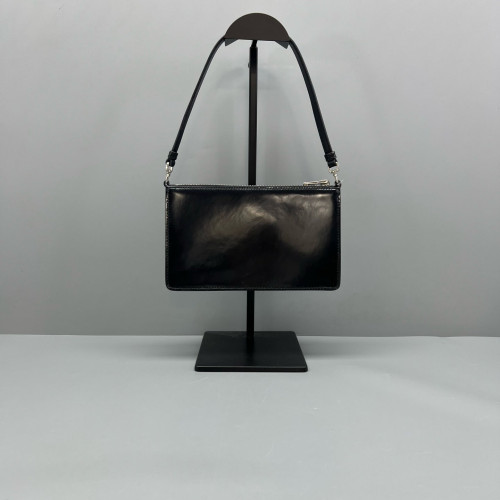 Prada Shoulder Bag Glazed Calfskin Black