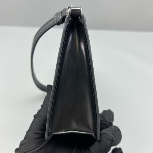 Prada Shoulder Bag Glazed Calfskin Black