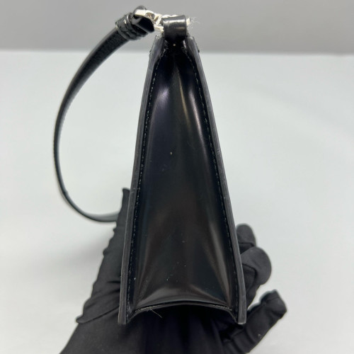 Prada Shoulder Bag Glazed Calfskin Black