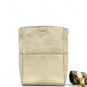 Celine Sangle Small Bucket Bag Calfskin White