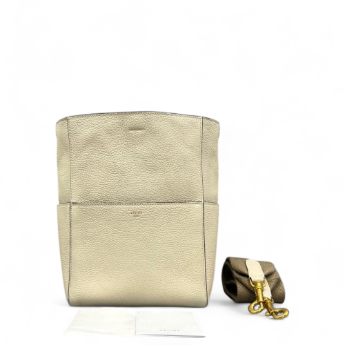 Celine Sangle Small Bucket Bag Calfskin White