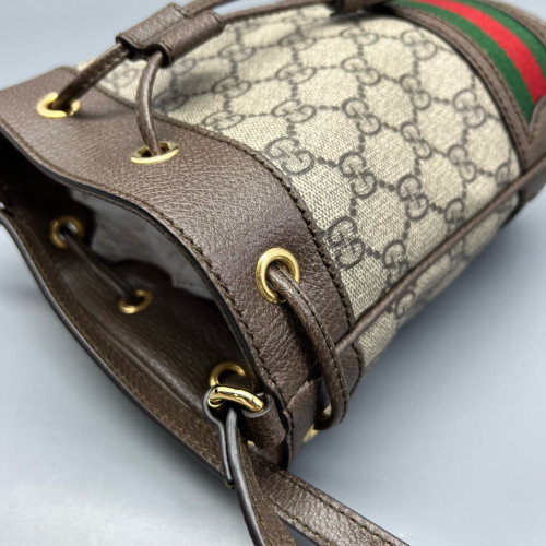 Gucci Web Mini Ophidia Bucket Bag GG Supreme Monogram Beige Ebony Brown Beige