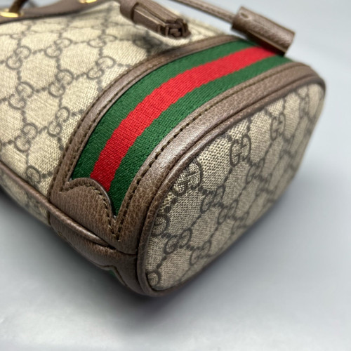 Gucci Web Mini Ophidia Bucket Bag GG Supreme Monogram Beige Ebony Brown Beige
