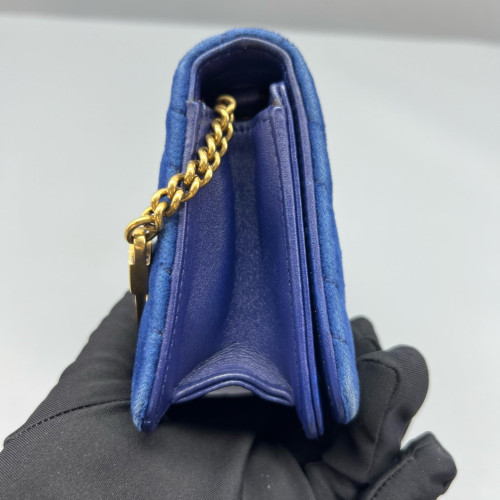 Gucci Chevron GG Marmont Chain Wallet Velvet Blue Gucci Chevron GG Marmont Chain Wallet Velvet Blue