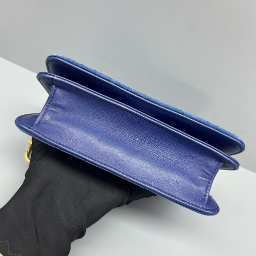 Gucci Chevron GG Marmont Chain Wallet Velvet Blue Gucci Chevron GG Marmont Chain Wallet Velvet Blue
