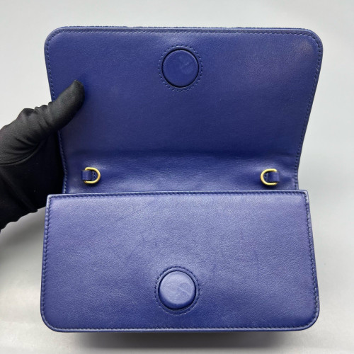 Gucci Chevron GG Marmont Chain Wallet Velvet Blue Gucci Chevron GG Marmont Chain Wallet Velvet Blue