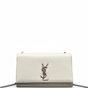Yves Saint Laurent Medium Classic Kate Grained Calfskin Light Grey