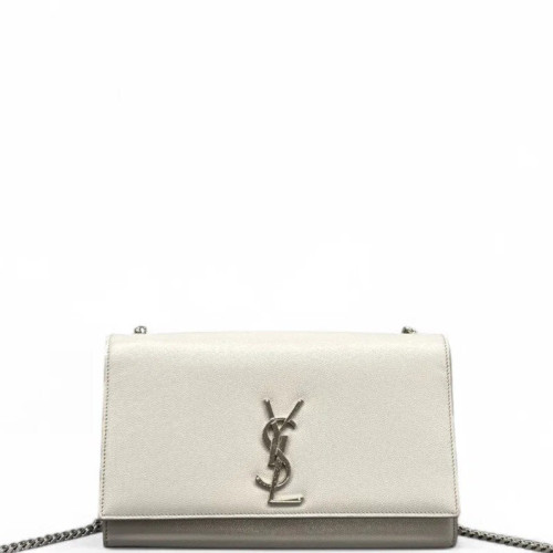 Yves Saint Laurent Medium Classic Kate Grained Calfskin Light Grey