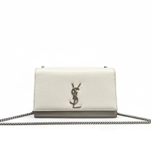 Yves Saint Laurent Medium Classic Kate Grained Calfskin Light Grey