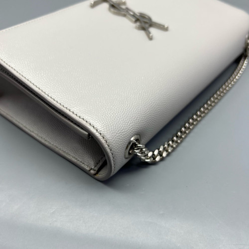 Yves Saint Laurent Medium Classic Kate Grained Calfskin Light Grey