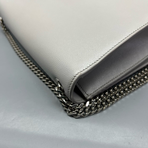 Yves Saint Laurent Medium Classic Kate Grained Calfskin Light Grey