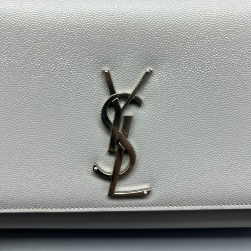 Yves Saint Laurent Medium Classic Kate Grained Calfskin Light Grey