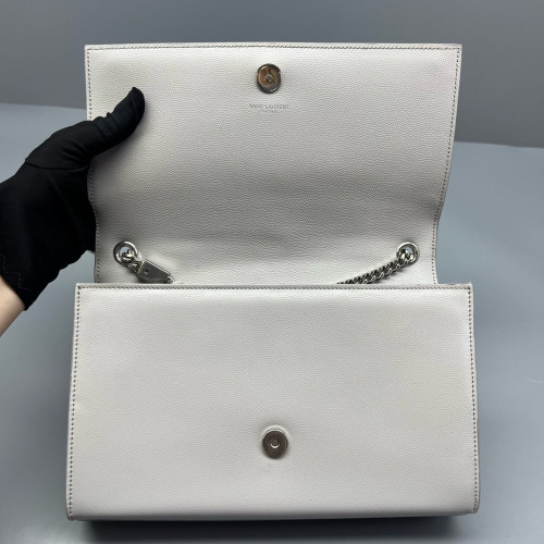Yves Saint Laurent Medium Classic Kate Grained Calfskin Light Grey