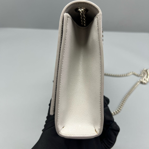 Yves Saint Laurent Medium Classic Kate Grained Calfskin Light Grey