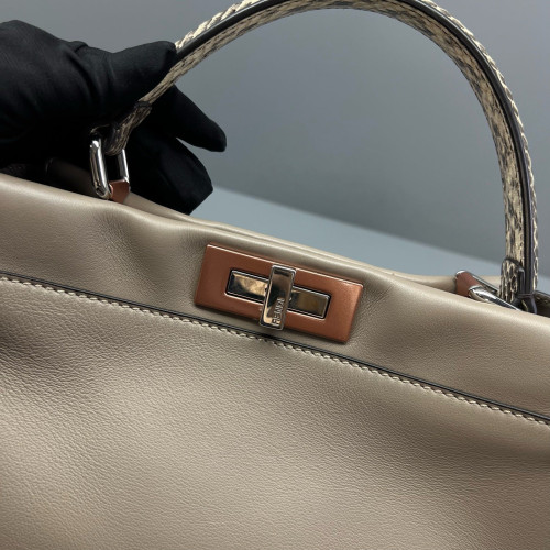 Fendi Peekaboo X-Lite Medium Calfskin Grey