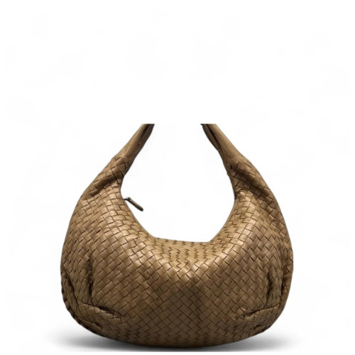 Bottega Veneta Medium Veneta Hobo Calfskin Intrecciato Light Brown
