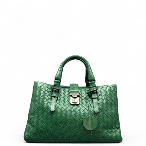 Bottega Veneta Small Roma Tote Bag Calfskin Intrecciato Green