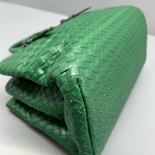 Bottega Veneta Small Roma Tote Bag Calfskin Intrecciato Green