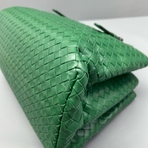 Bottega Veneta Small Roma Tote Bag Calfskin Intrecciato Green