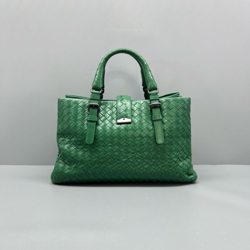 Bottega Veneta Small Roma Tote Bag Calfskin Intrecciato Green