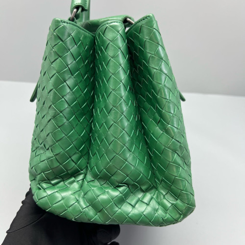 Bottega Veneta Small Roma Tote Bag Calfskin Intrecciato Green