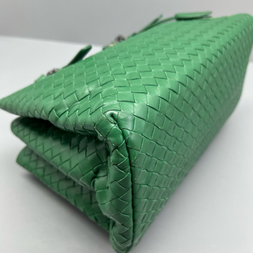 Bottega Veneta Small Roma Tote Bag Calfskin Intrecciato Green
