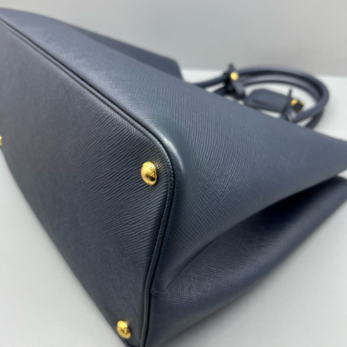Prada Large Double Bag Saffiano Calfskin Dark Blue